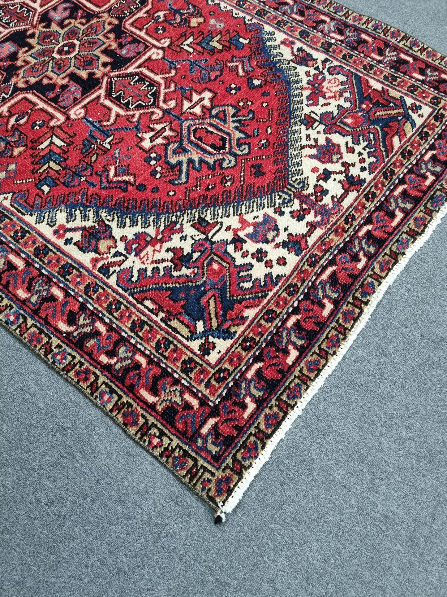 3'8" x 6' Vintage Oriental Rug, Handwoven Wool Red Medallion Area Rug, Living Room Carpet