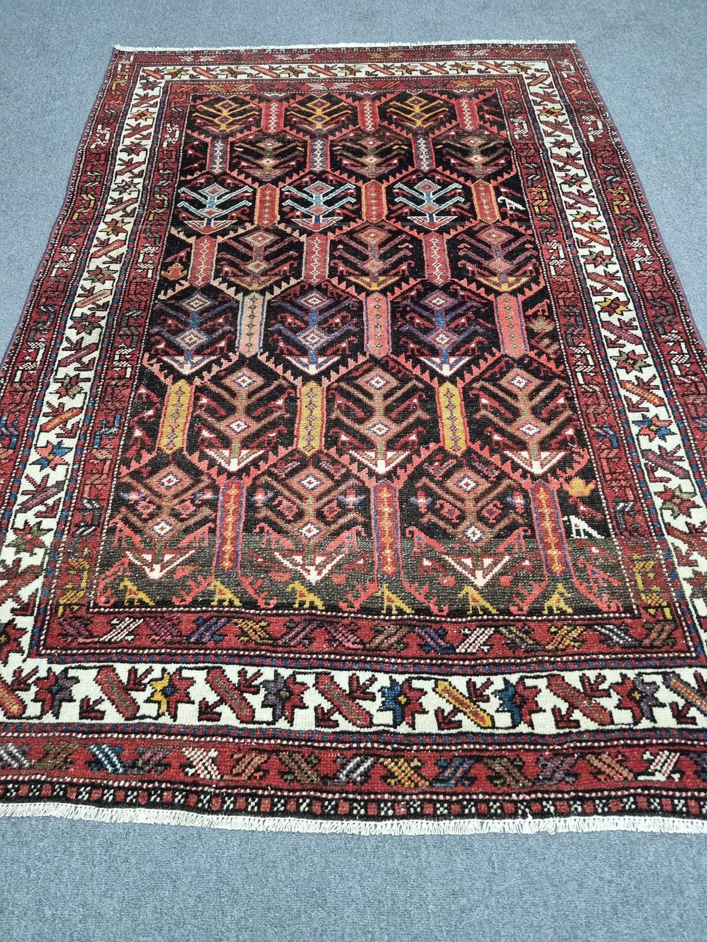 3'11" x 6' Vintage Tribal Rug, Handwoven Wool Oriental Area Rug