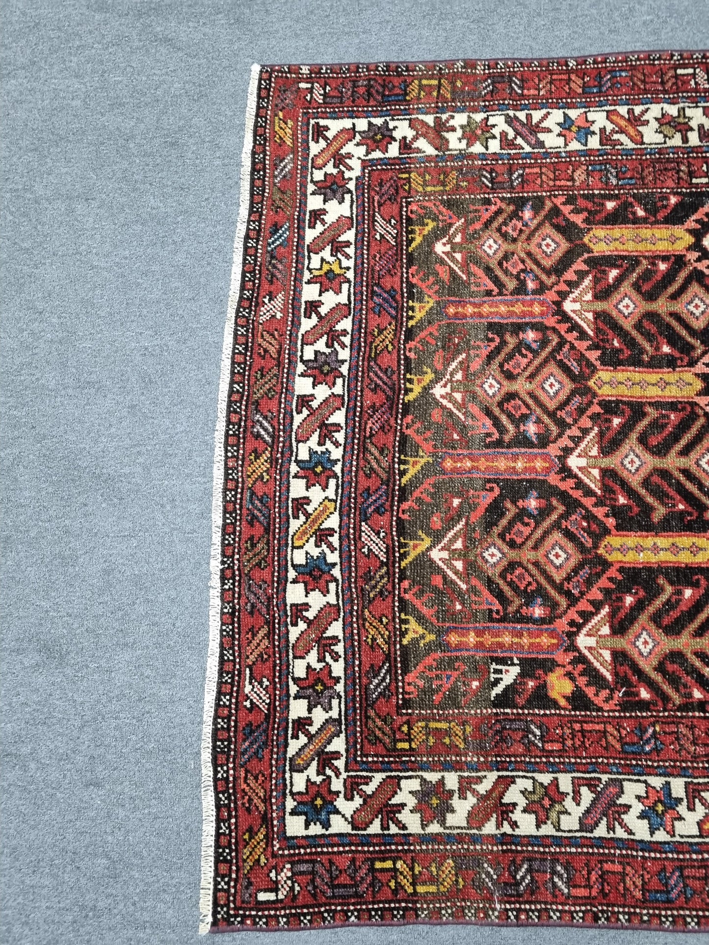 3'11" x 6' Vintage Tribal Rug, Handwoven Wool Oriental Area Rug