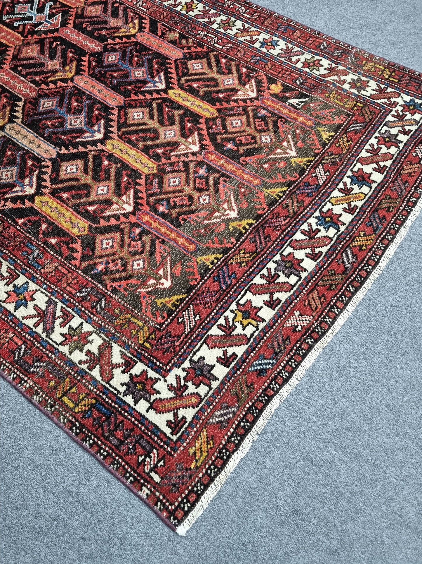 3'11" x 6' Vintage Tribal Rug, Handwoven Wool Oriental Area Rug