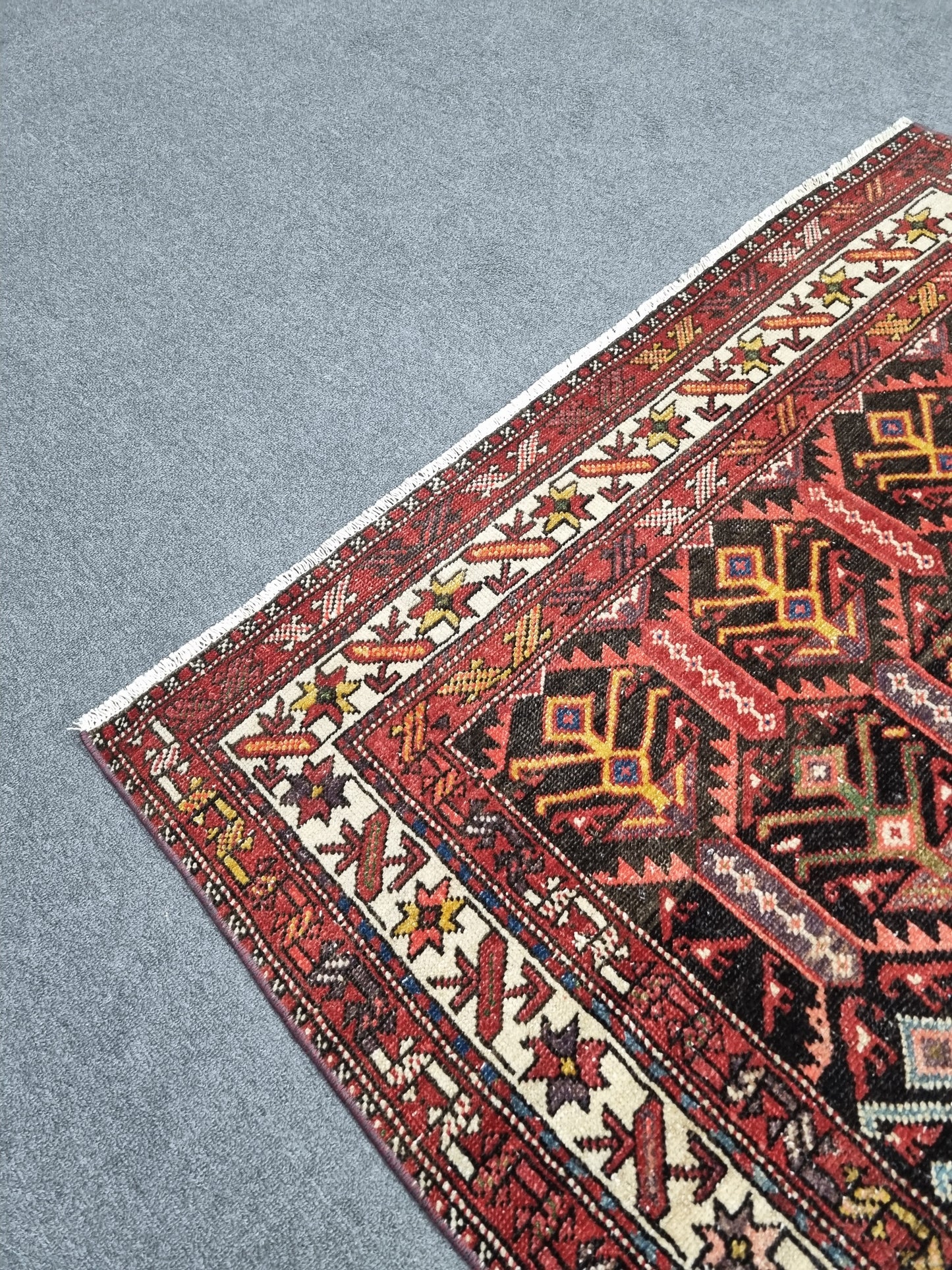 3'11" x 6' Vintage Tribal Rug, Handwoven Wool Oriental Area Rug