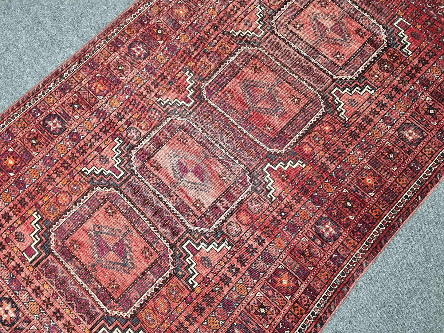 Vintage Oriental Tribal Rug 3'5" x 5'7", Handwoven Wool Carpet