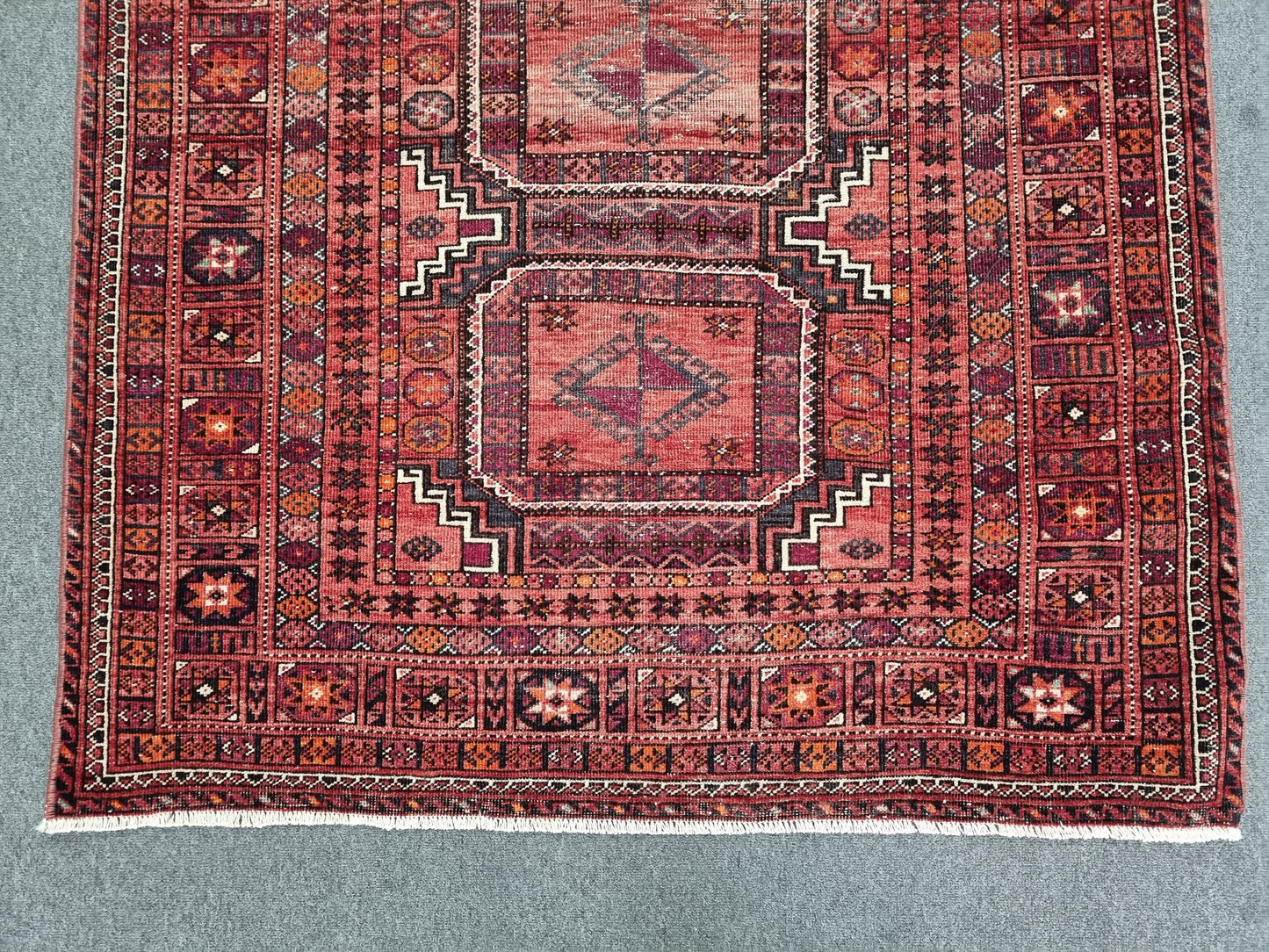 Vintage Oriental Tribal Rug 3'5" x 5'7", Handwoven Wool Carpet