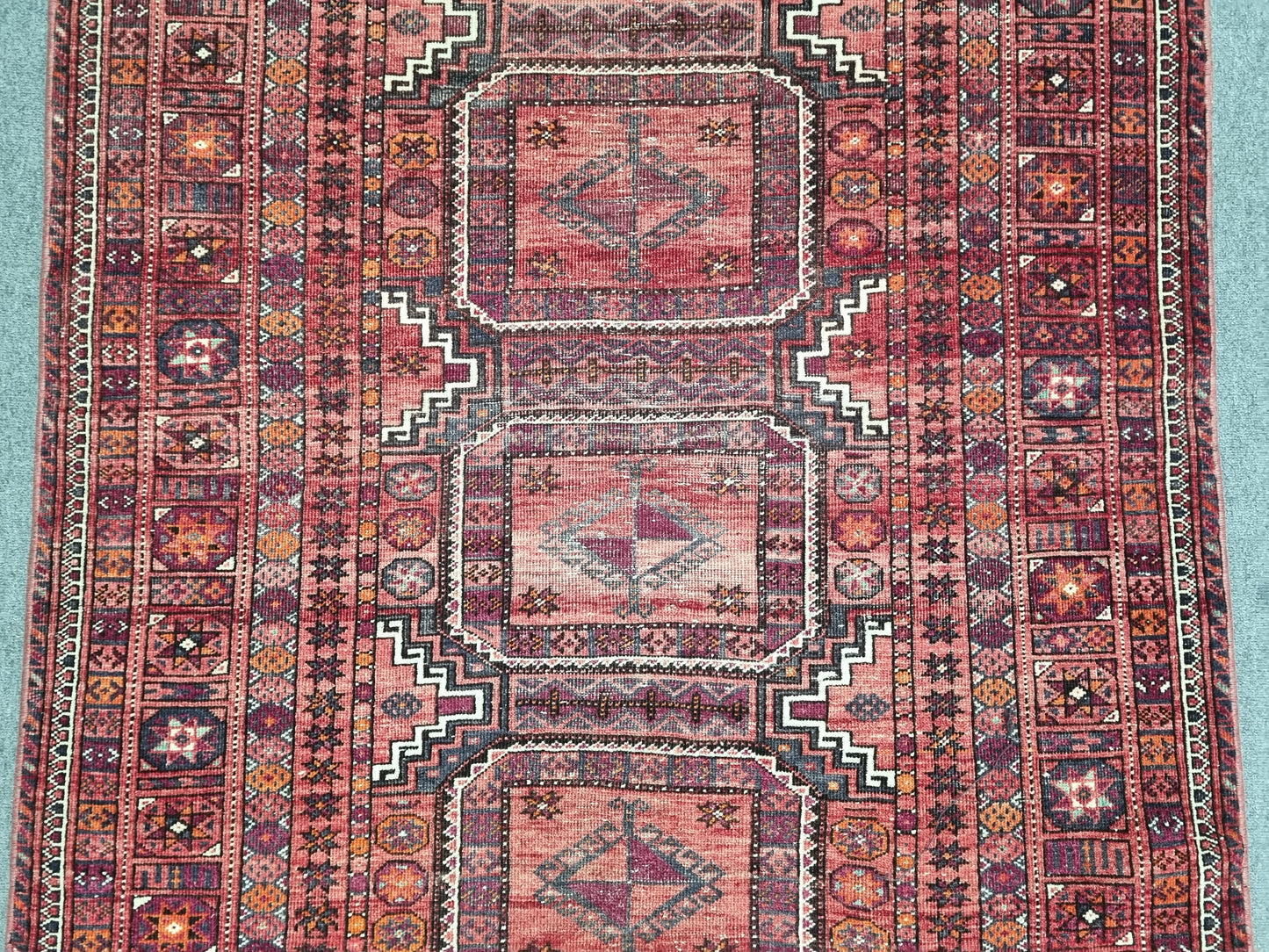 Vintage Oriental Tribal Rug 3'5" x 5'7", Handwoven Wool Carpet