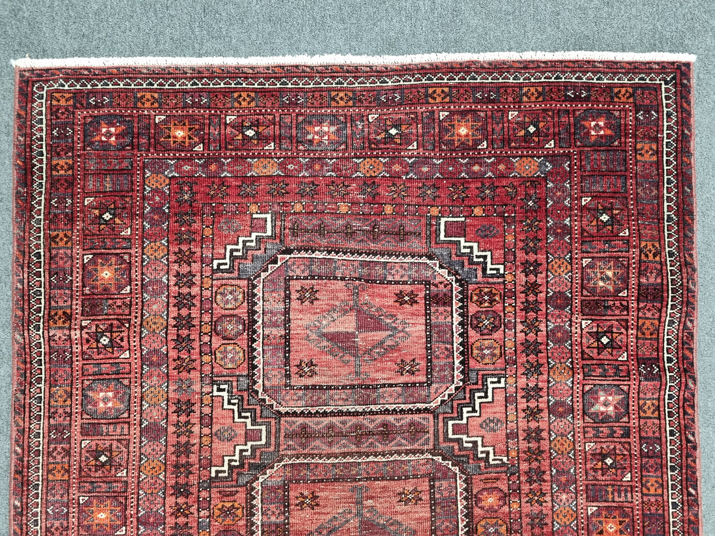 Vintage Oriental Tribal Rug 3'5" x 5'7", Handwoven Wool Carpet