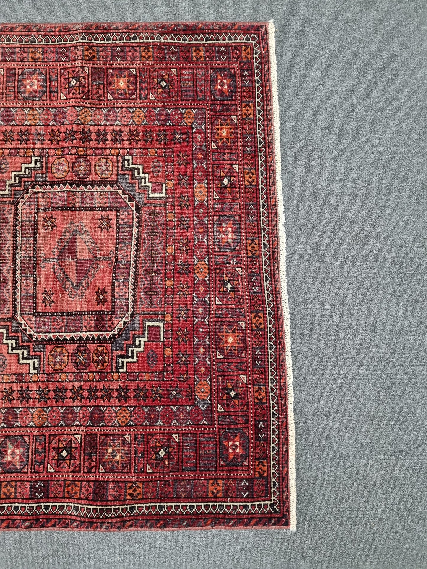 Vintage Oriental Tribal Rug 3'5" x 5'7", Handwoven Wool Carpet