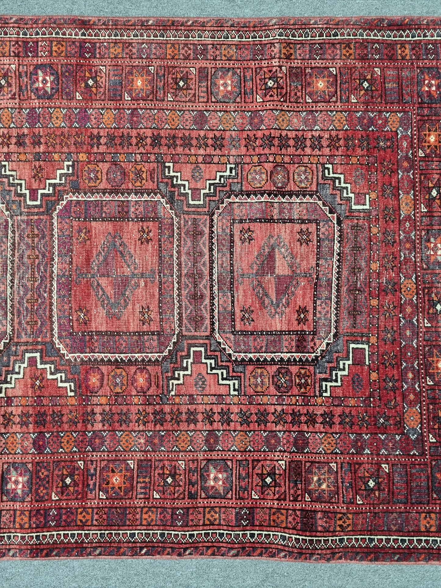 Vintage Oriental Tribal Rug 3'5" x 5'7", Handwoven Wool Carpet