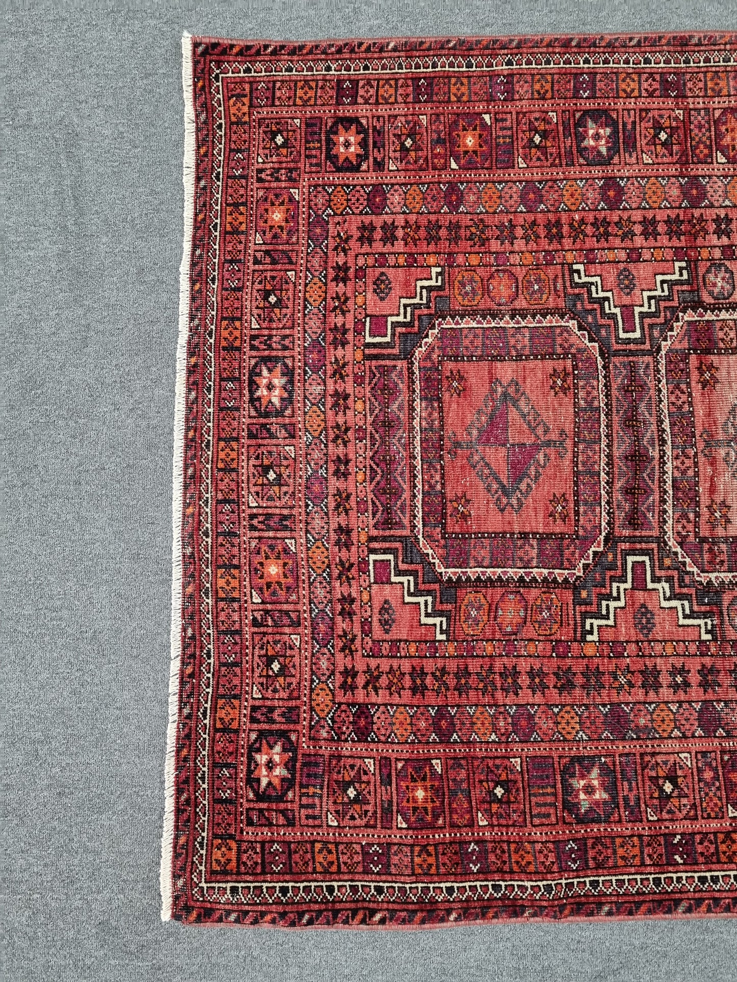Vintage Oriental Tribal Rug 3'5" x 5'7", Handwoven Wool Carpet