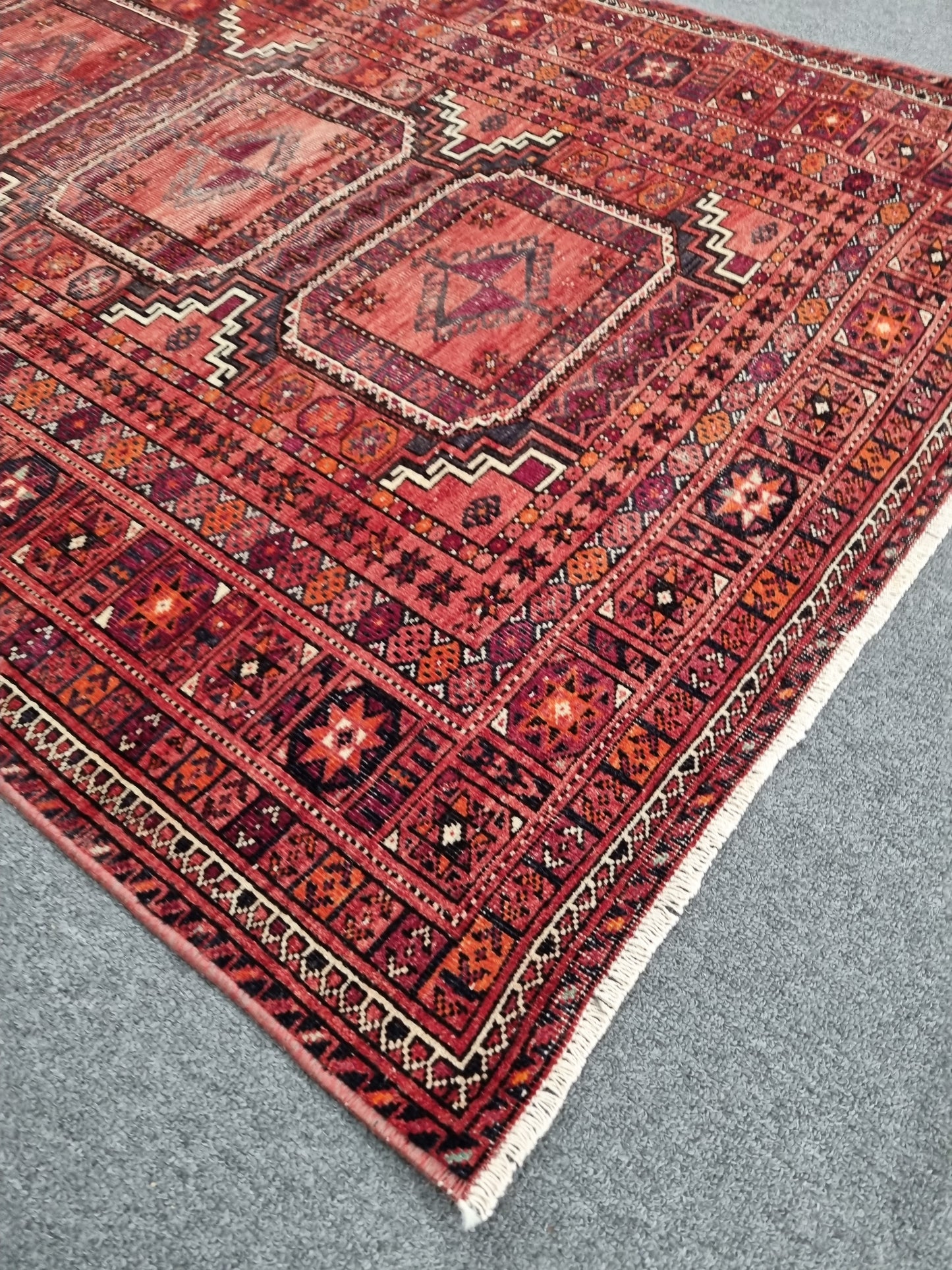 Vintage Oriental Tribal Rug 3'5" x 5'7", Handwoven Wool Carpet