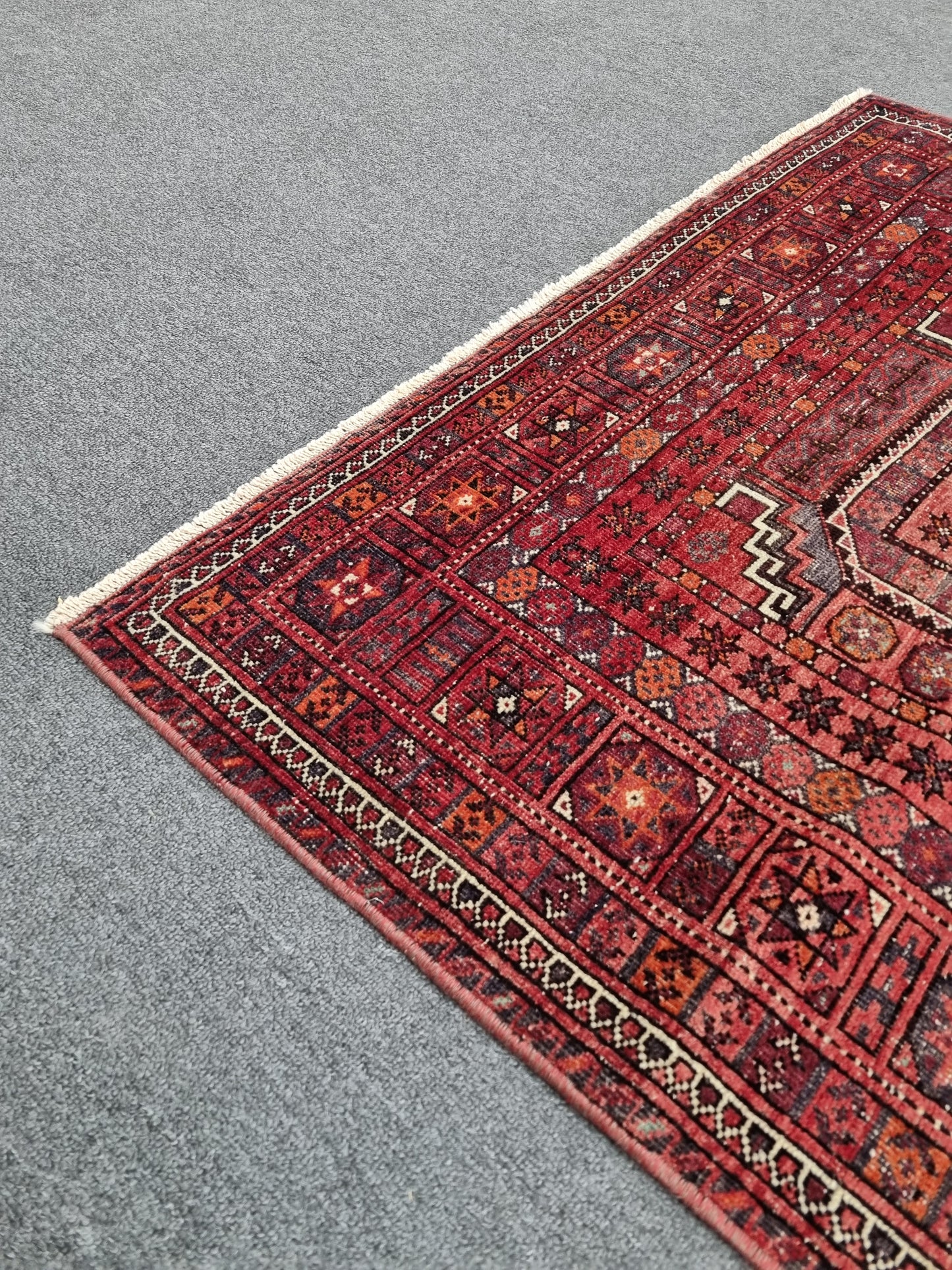 Vintage Oriental Tribal Rug 3'5" x 5'7", Handwoven Wool Carpet