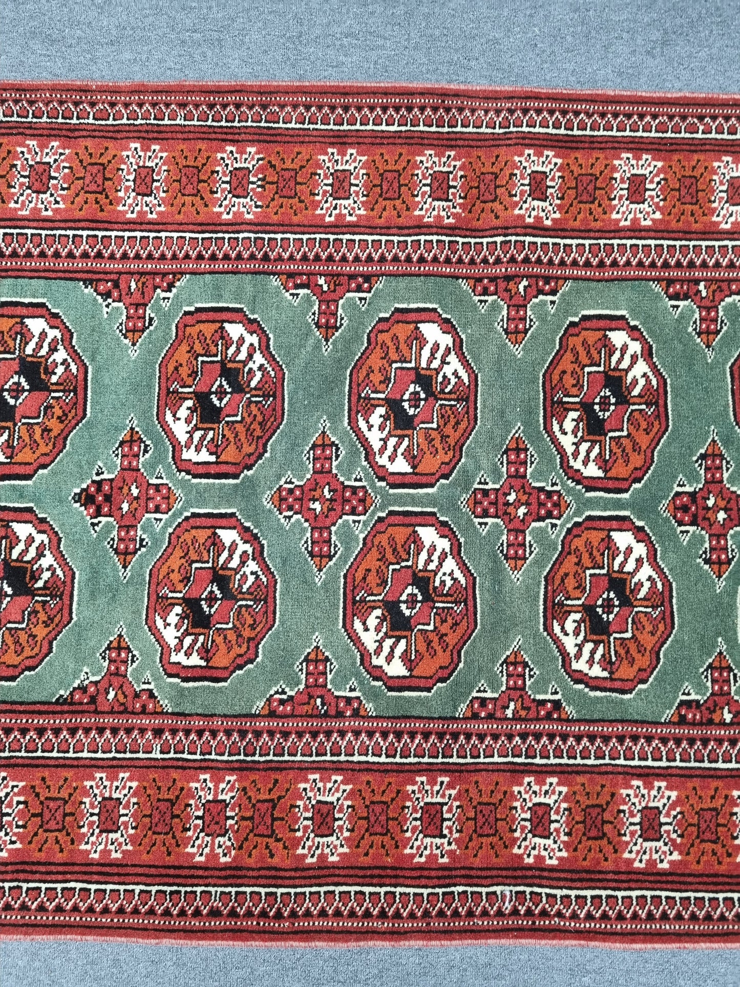 3'3" x 5'4" Vintage Tribal Wool Rug, Red Sage Green Oriental Carpet