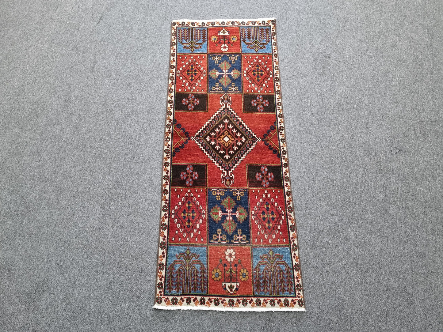 1'11" x 5' Vintage Tribal Runner Rug, Handwoven Wool Oriental Carpet