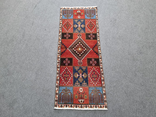 1'11" x 5' Vintage Tribal Runner Rug, Handwoven Wool Oriental Carpet
