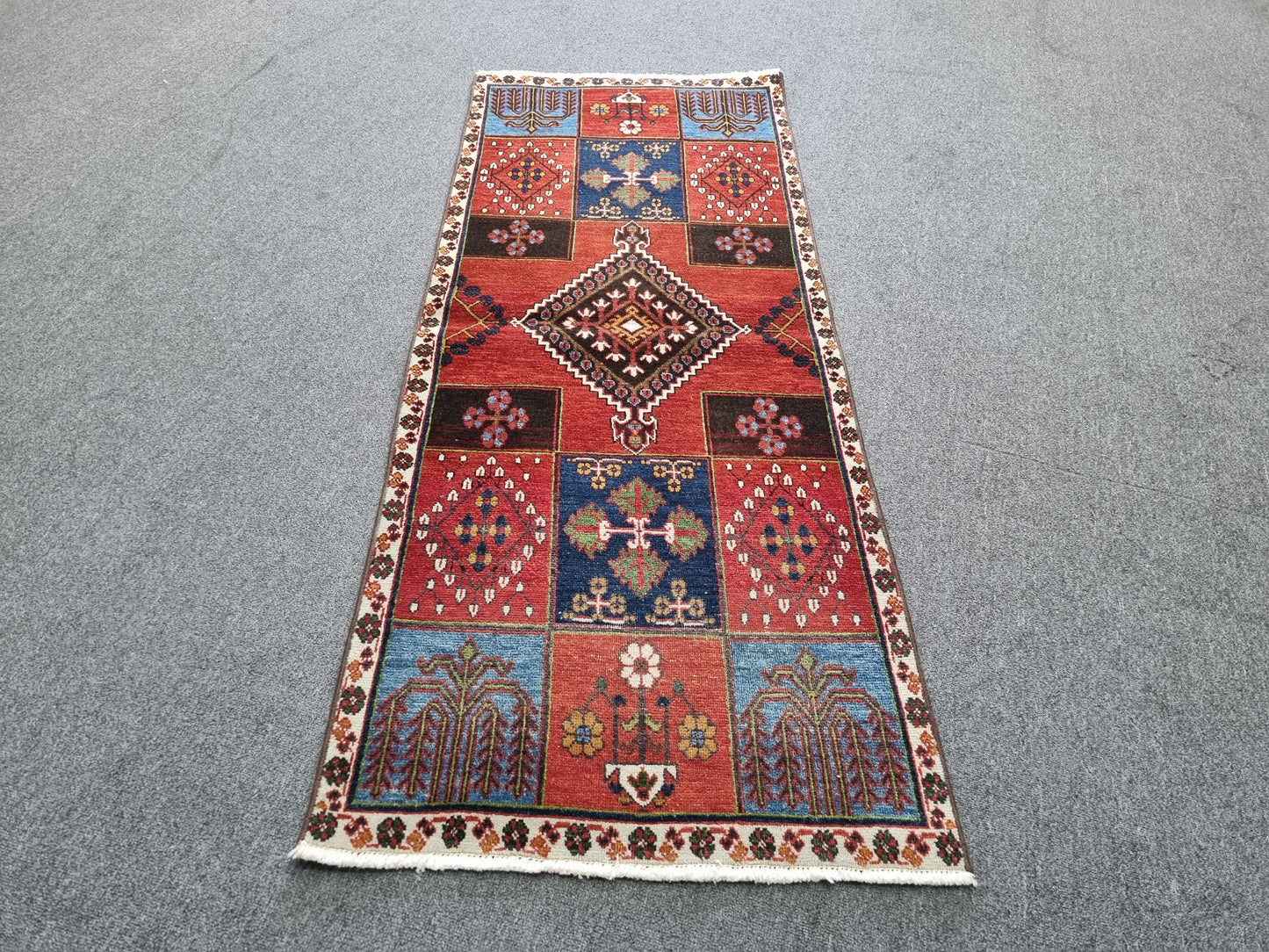 1'11" x 5' Vintage Tribal Runner Rug, Handwoven Wool Oriental Carpet
