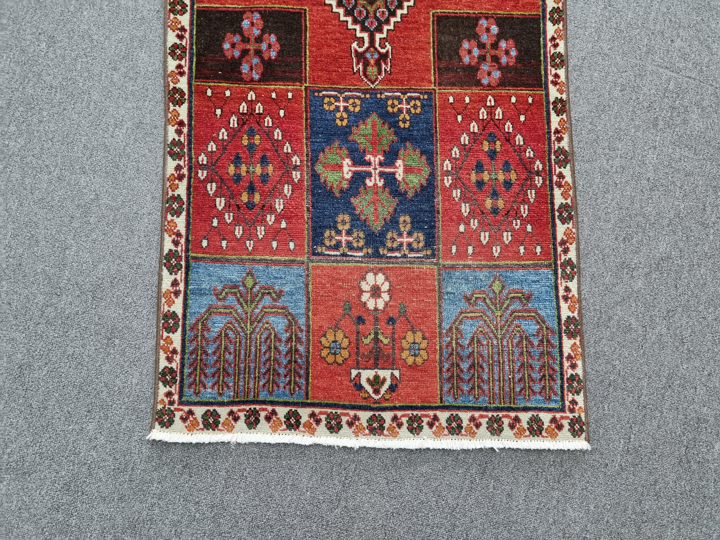 1'11" x 5' Vintage Tribal Runner Rug, Handwoven Wool Oriental Carpet