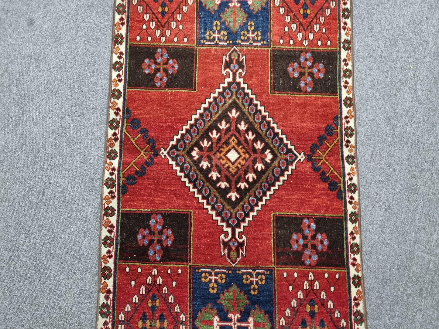 1'11" x 5' Vintage Tribal Runner Rug, Handwoven Wool Oriental Carpet