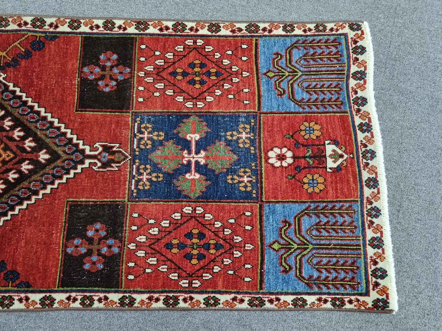 1'11" x 5' Vintage Tribal Runner Rug, Handwoven Wool Oriental Carpet