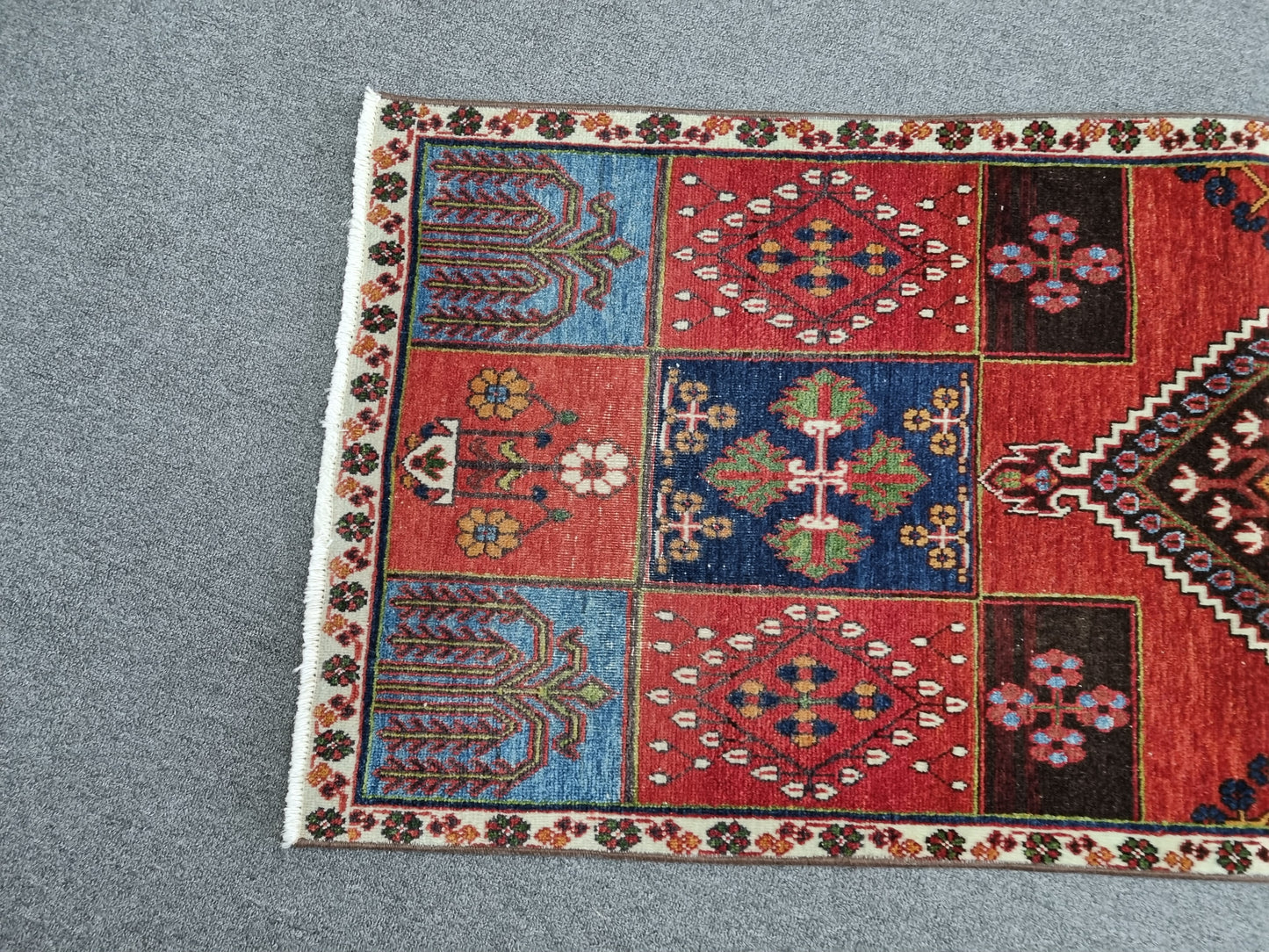 1'11" x 5' Vintage Tribal Runner Rug, Handwoven Wool Oriental Carpet