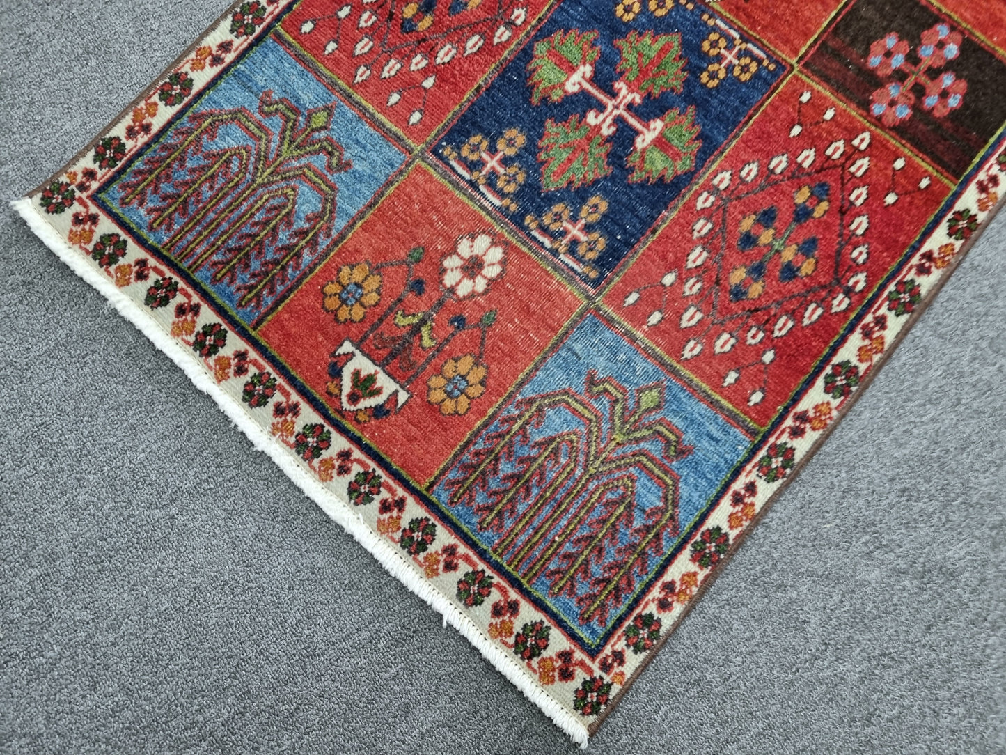 1'11" x 5' Vintage Tribal Runner Rug, Handwoven Wool Oriental Carpet