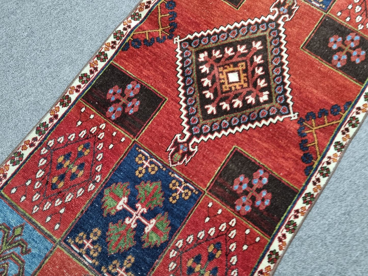 1'11" x 5' Vintage Tribal Runner Rug, Handwoven Wool Oriental Carpet