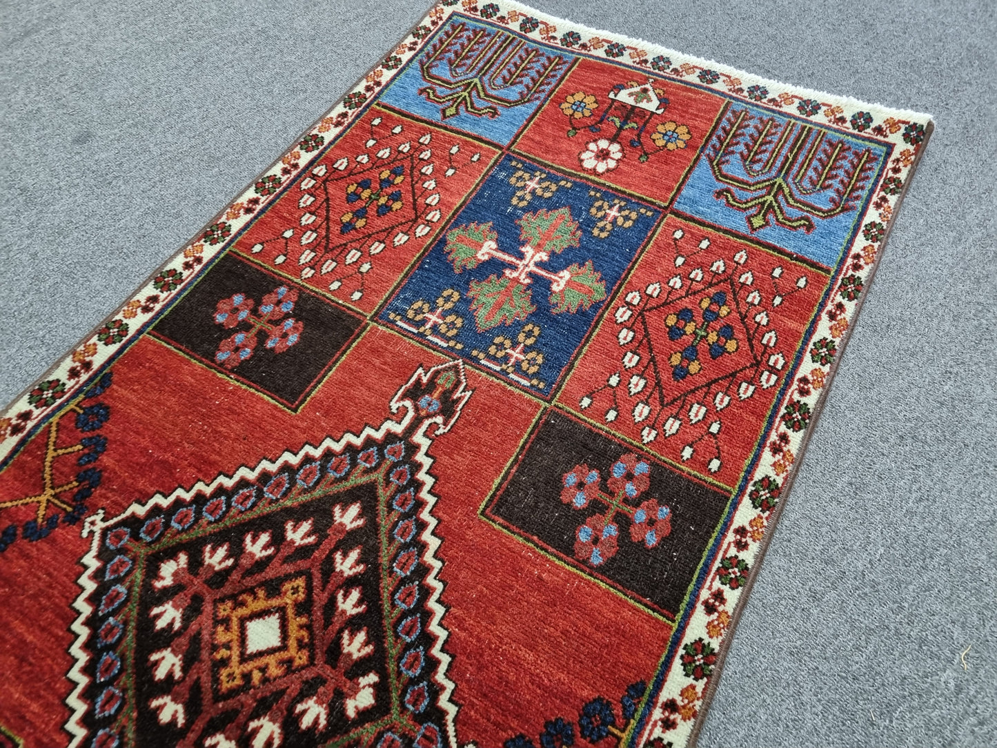 1'11" x 5' Vintage Tribal Runner Rug, Handwoven Wool Oriental Carpet