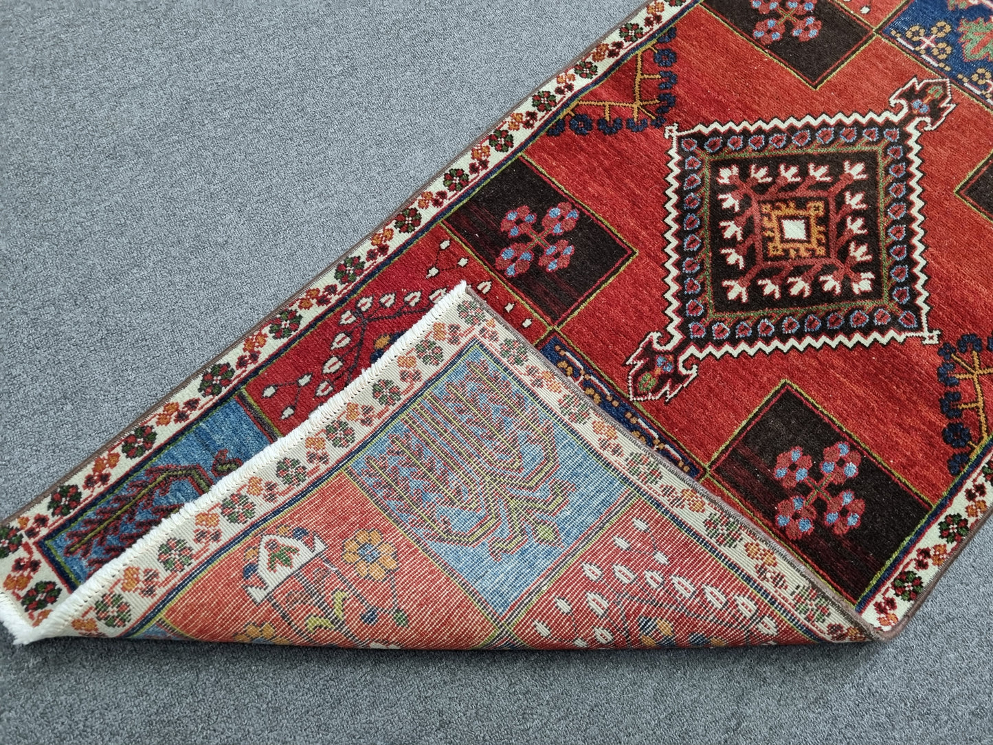1'11" x 5' Vintage Tribal Runner Rug, Handwoven Wool Oriental Carpet