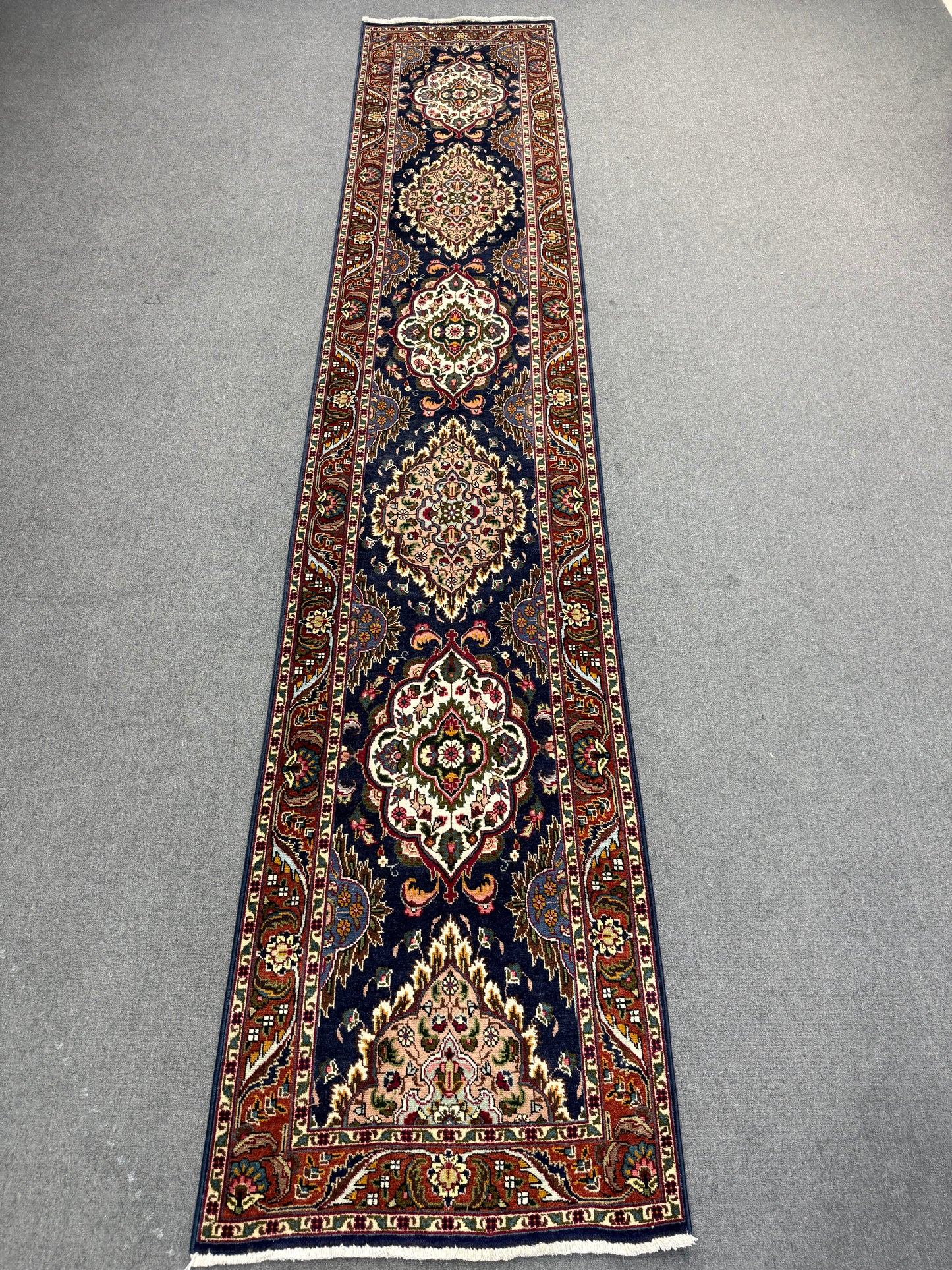 Vintage Oriental Runner Rug 2'7" × 13'4" – Handwoven, Natural Dyes