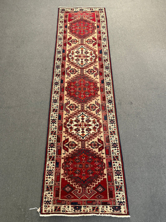 Vintage Oriental Runner Rug 2'9" × 10'9"– Handwoven, Natural Dyes