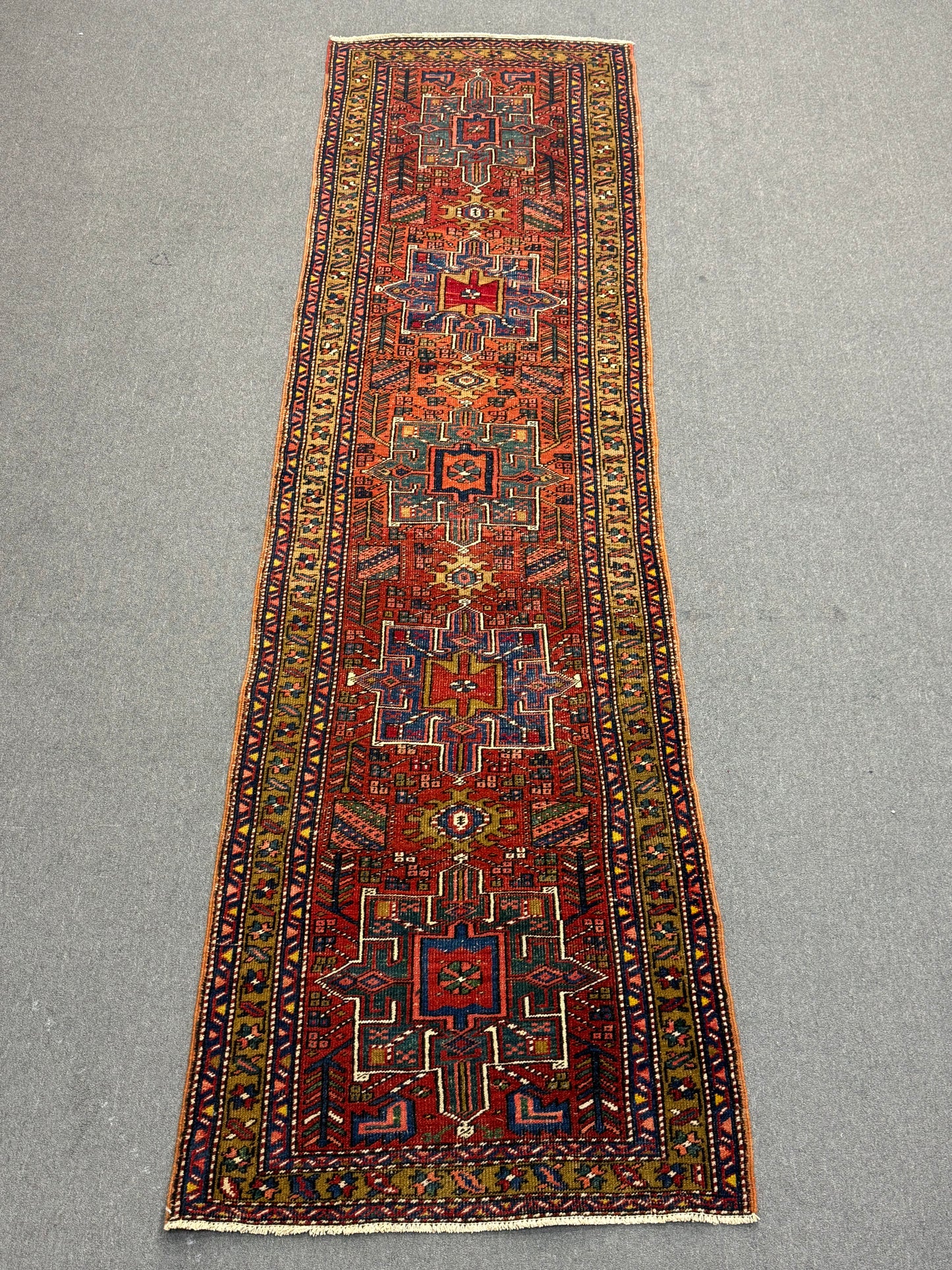 Vintage Oriental Runner Rug 3' × 10'6" – Handwoven, Natural Dyes