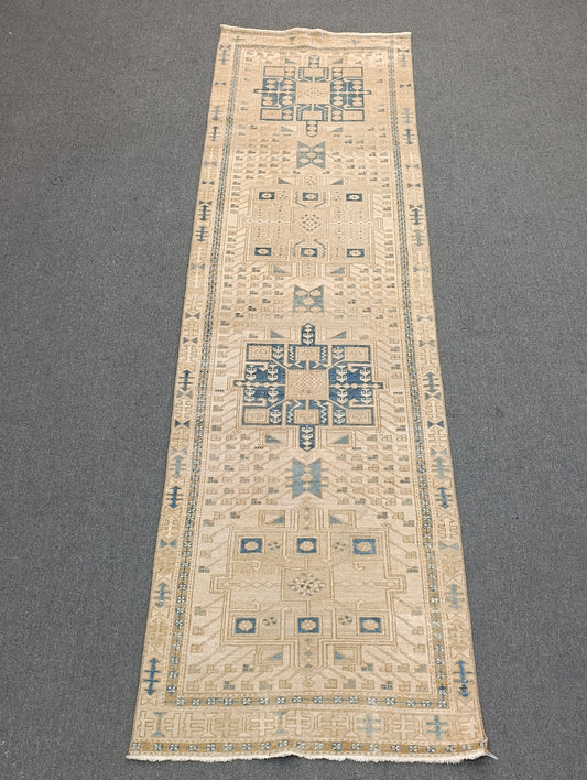 Vintage Runner Rug 2'10" × 10'3" – Handwoven, Natural Dyes, Wool Runner Rug