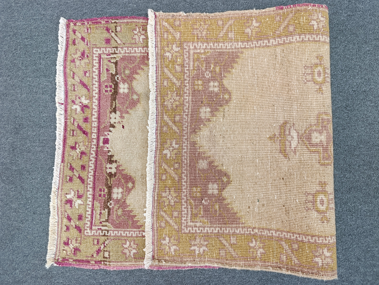 Handwoven Vintage Turkish Yastik Rug – One-of-a-Kind Entryway Mat 1'10" x 3'2