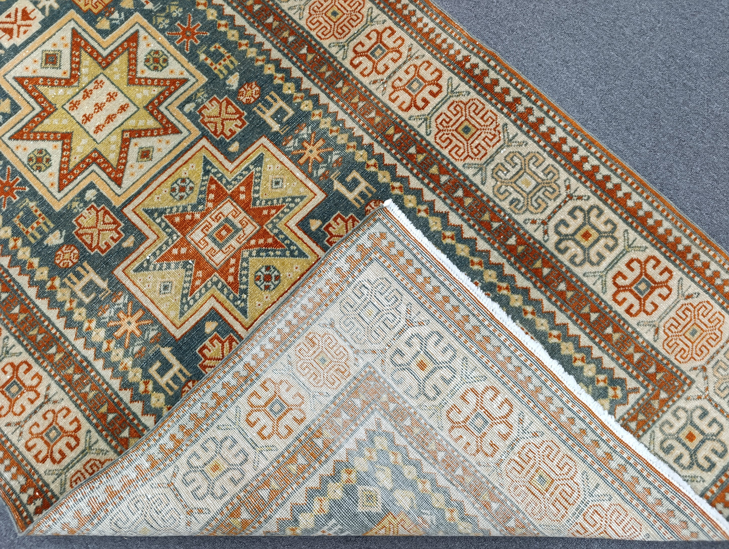3'3"×5'4" Vintage Rug – Handwoven, Wool Rug, Vegetable Dyes