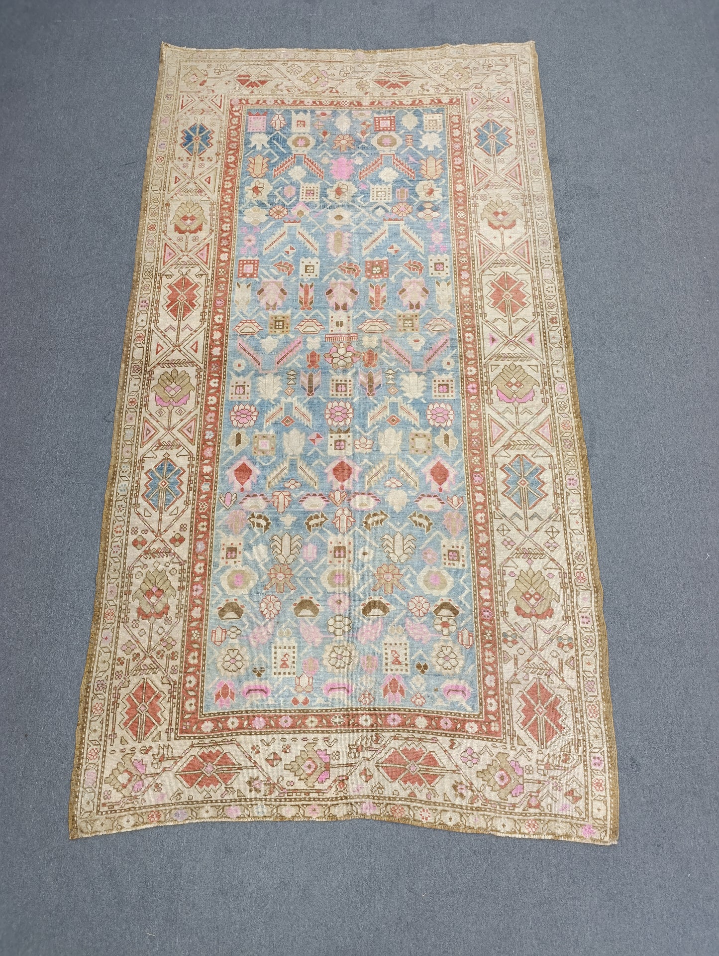 5'×9'3" Vintage Caucasian  Rug – Handwoven, Wool Rug,Vegetable Dyes