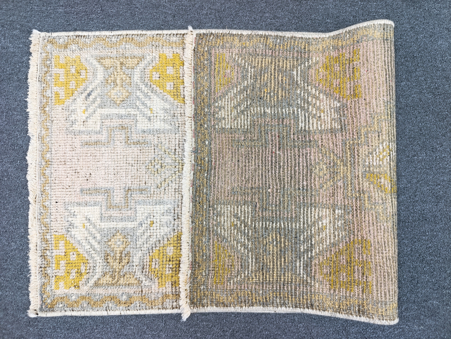 Vintage Turkish Tiny Rug, Handwoven Wool Accent Rug for Entryway (1'7" x 3'1")