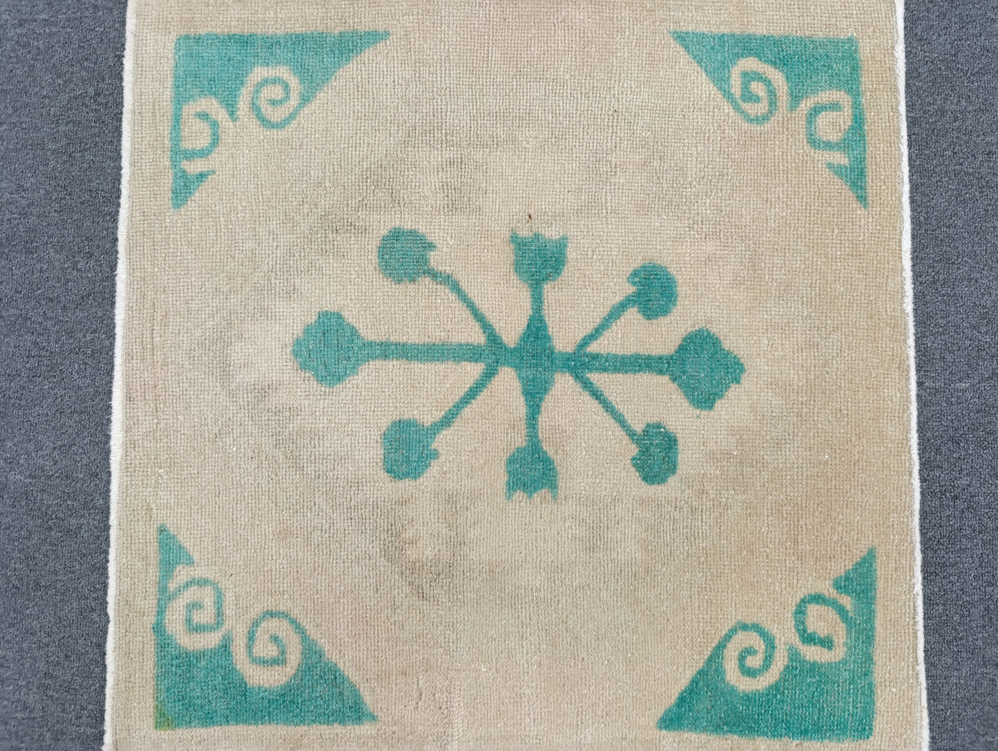 Vintage Turkish Tiny Rug, Handwoven Wool Square Accent Rug (2'2" x 2'3")