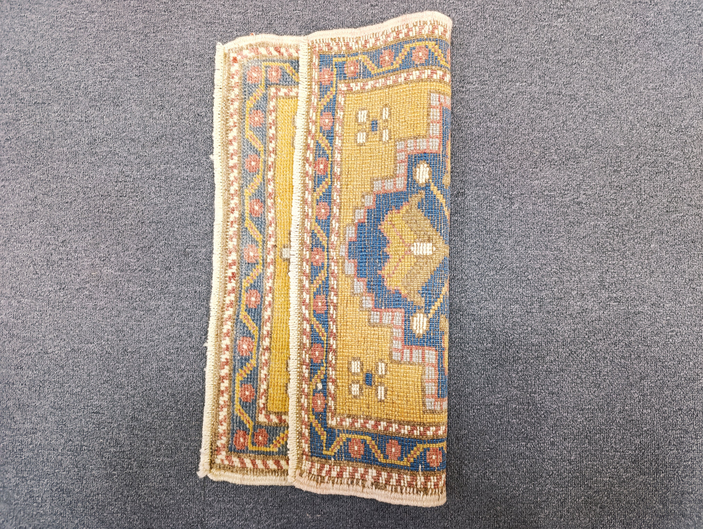 Vintage Turkish Tiny Rug, Handwoven Wool Square Accent Rug (1'6" x 1'8")