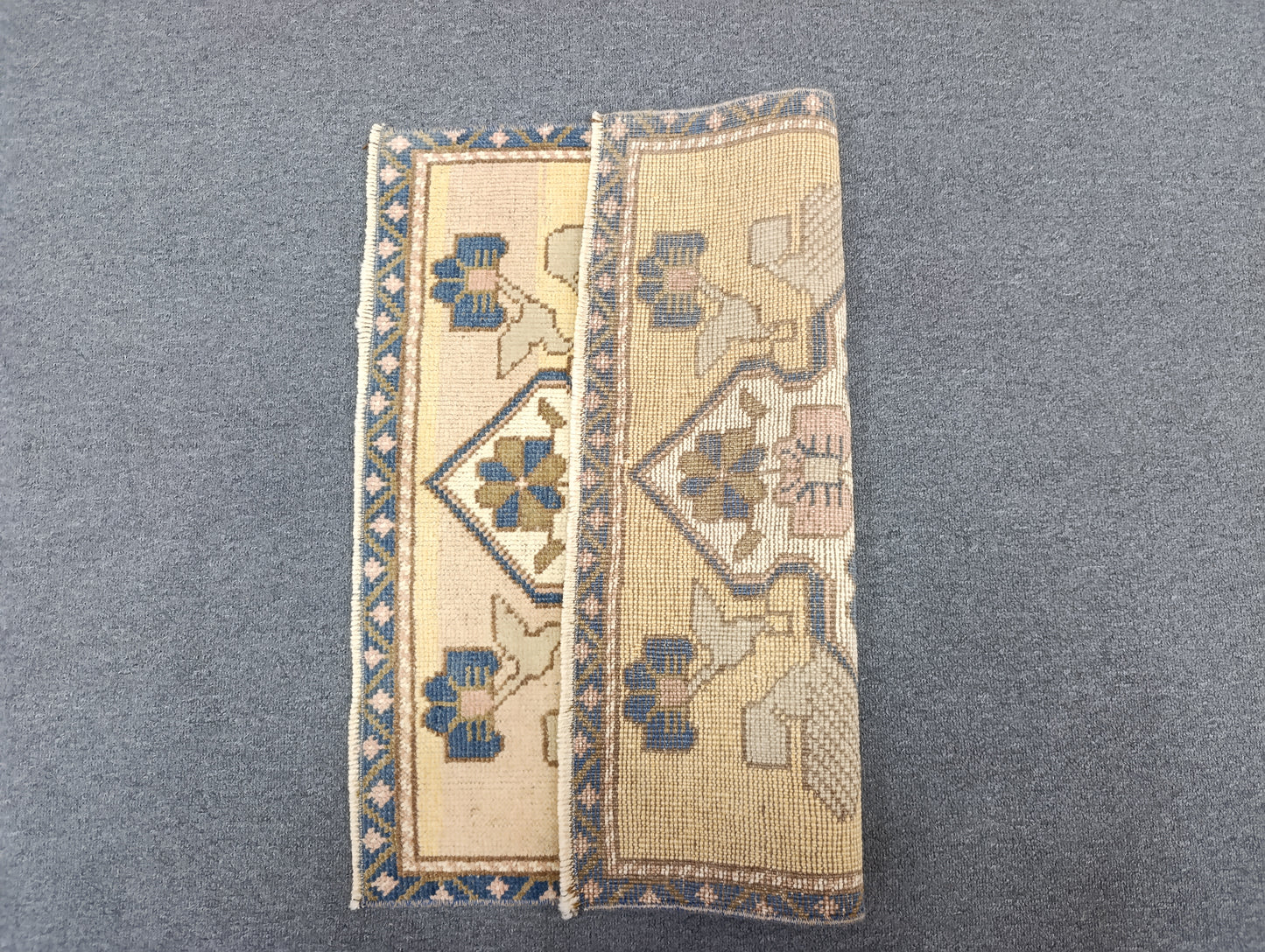 Vintage Turkish Tiny Rug, Handwoven Wool Square Accent Rug (2'1" x 2'1")