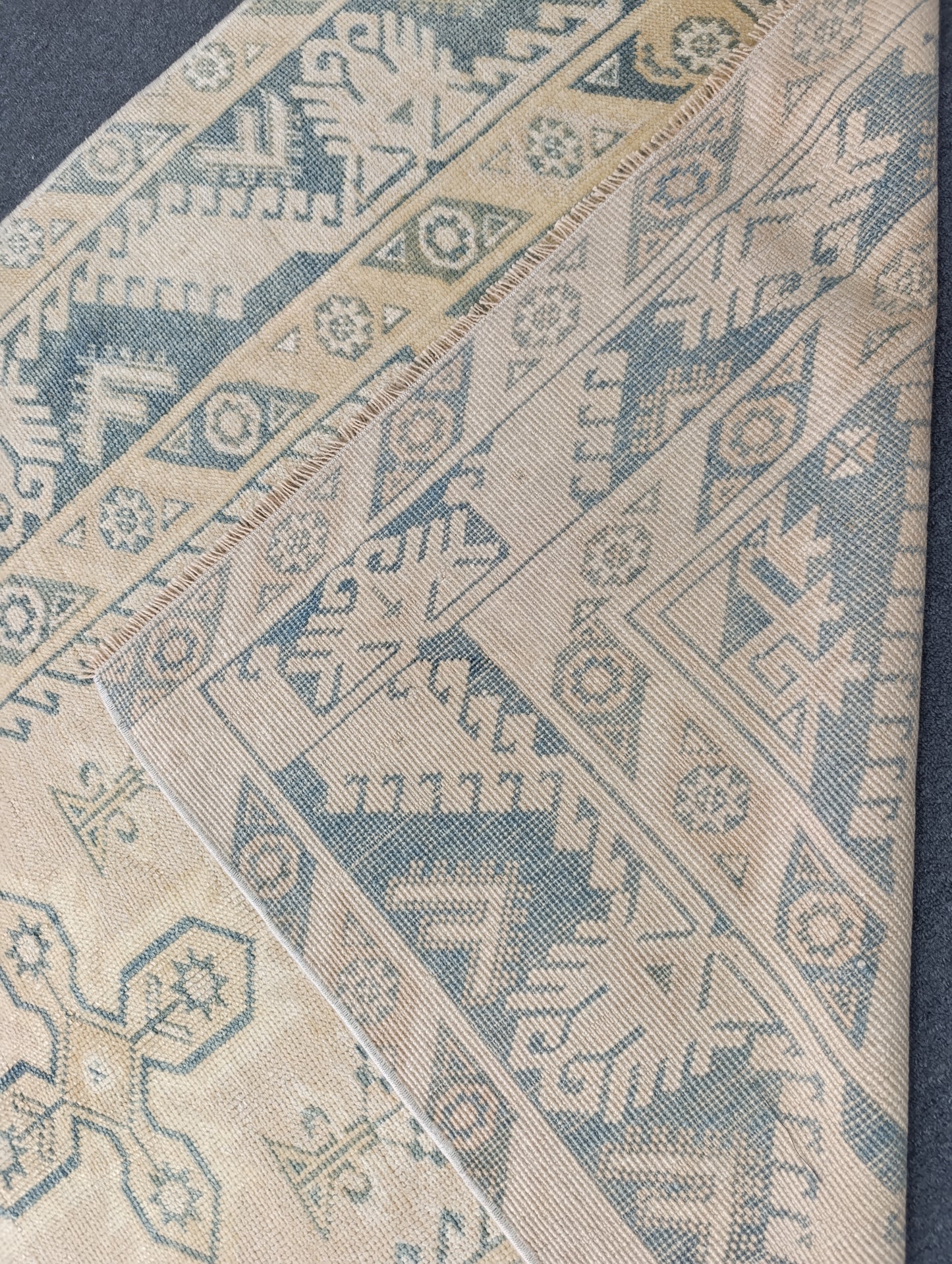 4' x 7' Faded Sage Green Beige Vintage Rug, Handwoven Wool Tribal Area Rug