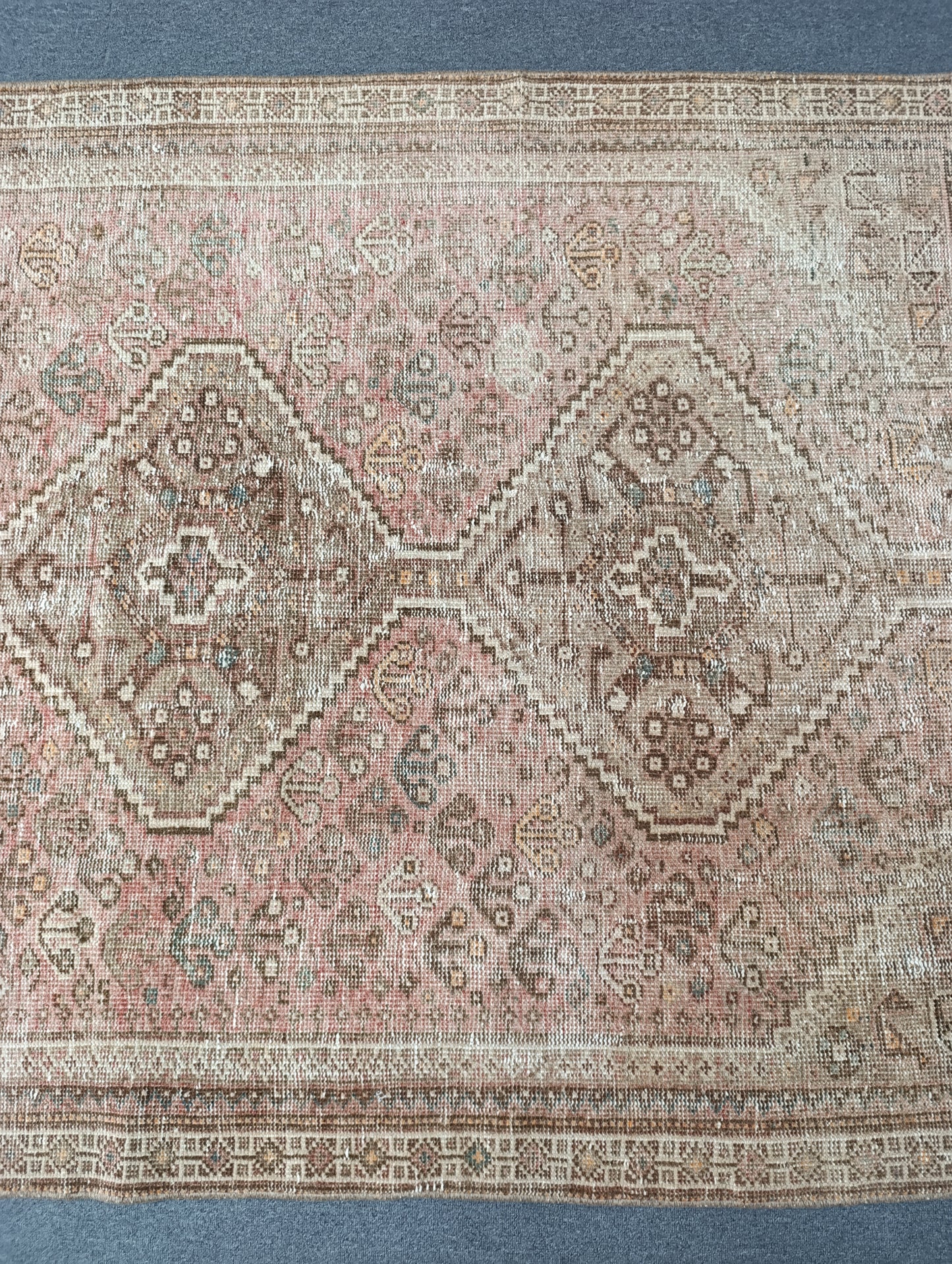 4'8" x 7'3" Vintage Distressed Rug, Blush Beige Tribal Carpet