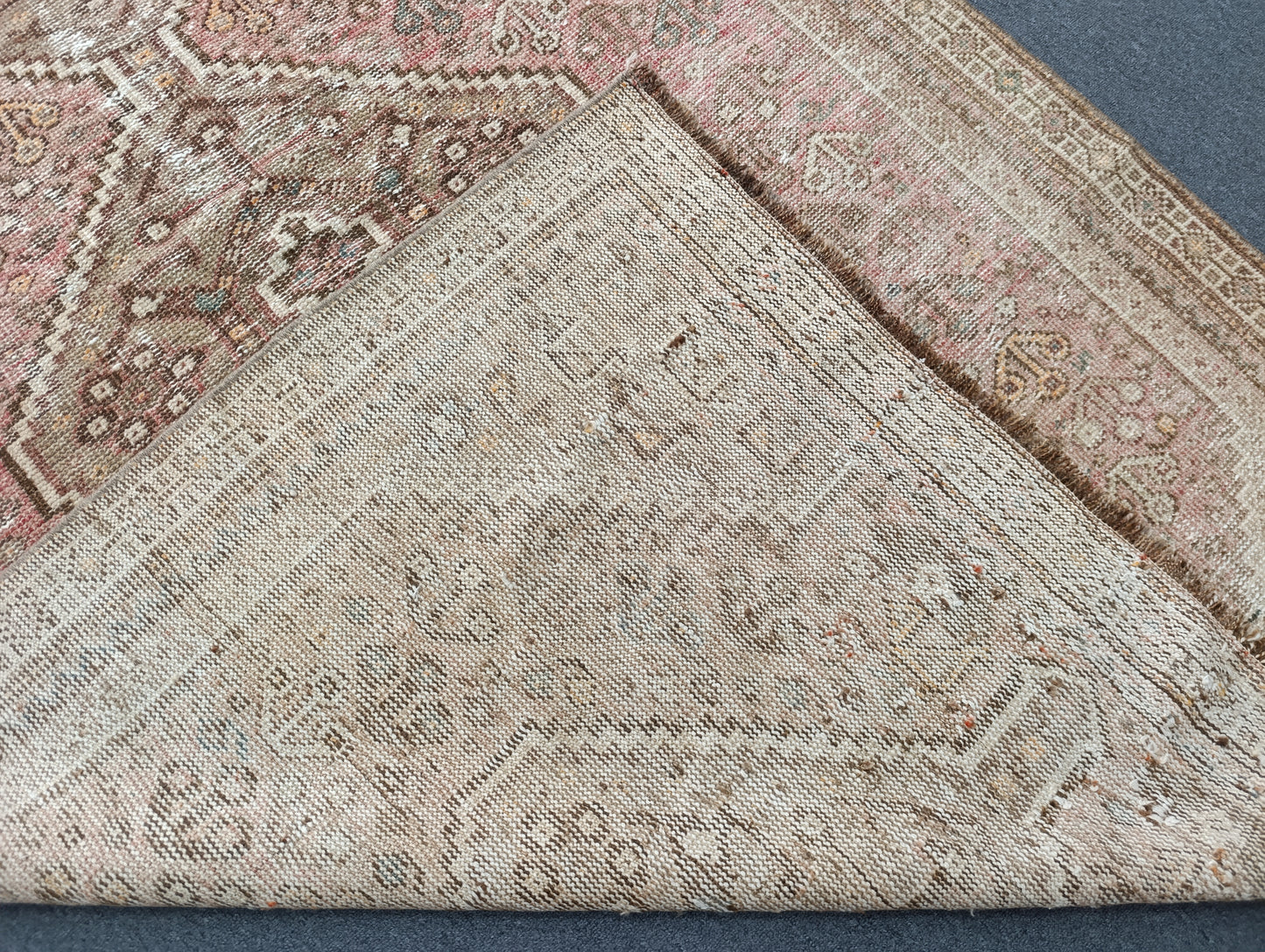 4'8" x 7'3" Vintage Distressed Rug, Blush Beige Tribal Carpet